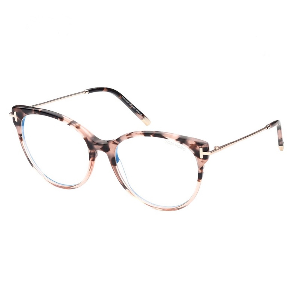 NEW FT5770-B 055 TOM FORD TF5770-B 055 WOMEN HAVANA PINK CLEAR EYEGLASSES - Picture 1 of 3